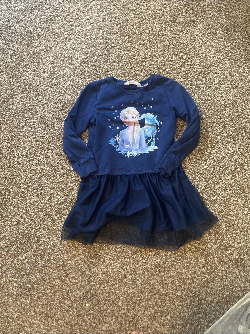 H&M Navy Blue Frozen Elsa Sweatshirt Dress